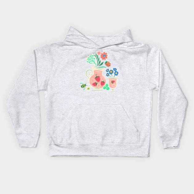 Strawberry Lemonade Jug Kids Hoodie by Rebelform